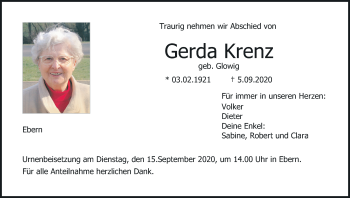 Anzeige von Gerda Krenz von MGO