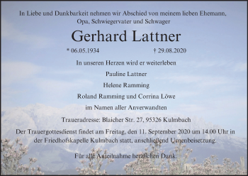 Anzeige von Gerhard Lattner von MGO