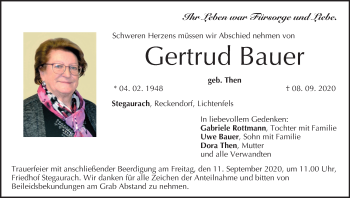 Anzeige von Gertrud Bauer von MGO