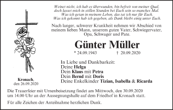Anzeige von Günter Müller von MGO
