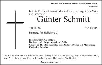 Anzeige von Günter Schmitt von MGO