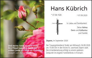 Anzeige von Hans Kübrich von MGO