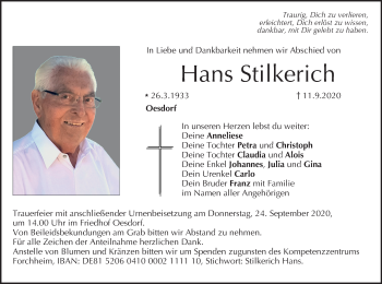 Anzeige von Hans Stilkerich von MGO