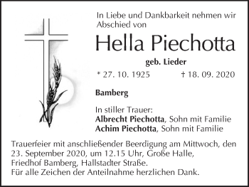 Anzeige von Hella Piechotta von MGO