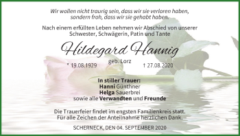 Anzeige von Hildegard Hannig von MGO
