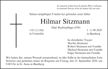 Anzeige von Hilmar Sitzmann von MGO