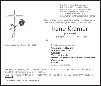 Anzeige von Irene Kremer von MGO