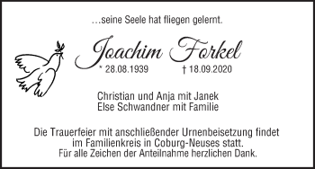 Anzeige von Joachim Forkel von MGO