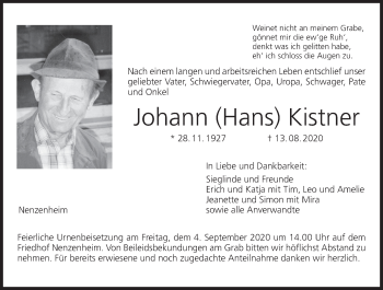 Anzeige von Johann  Kistner von MGO