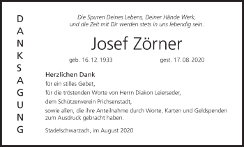 Anzeige von Josef Zörner von MGO