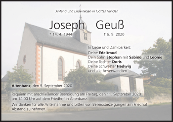 Anzeige von Joseph Geuß von MGO