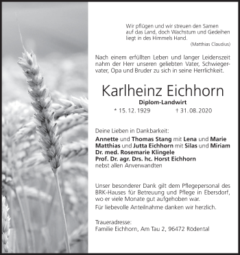Anzeige von Karlheinz Eichhorn von MGO