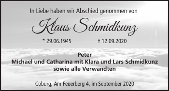 Anzeige von Klaus Schmidkunz von MGO