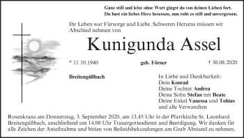 Anzeige von Kunigunda Assel von MGO