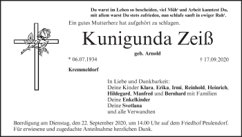 Anzeige von Kunigunda Zeiß von MGO