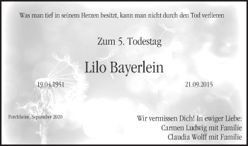 Anzeige von Lilo Bayerlein von MGO