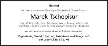 Anzeige von Marek Tschepisur von MGO