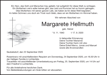 Anzeige von Margarete Hellmuth von MGO