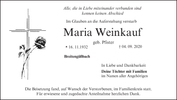 Anzeige von Maria Weinkauf von MGO