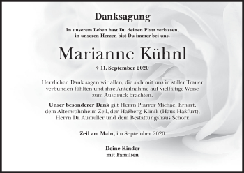 Anzeige von Marianne Kühnl von MGO