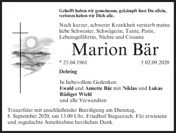 Anzeige von Marion Bär von MGO