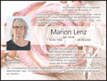 Anzeige von Marion Lenz von MGO