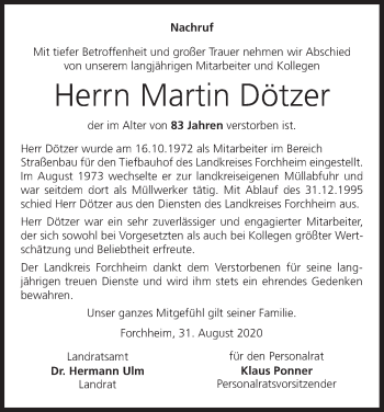 Anzeige von Martin Dötzer von MGO