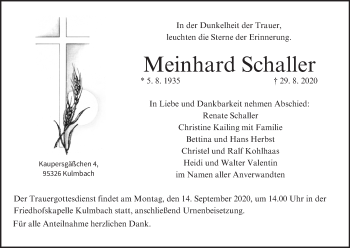 Anzeige von Meinhard Schaller von MGO
