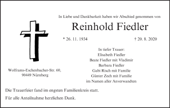 Anzeige von Reinhold Fiedler von MGO
