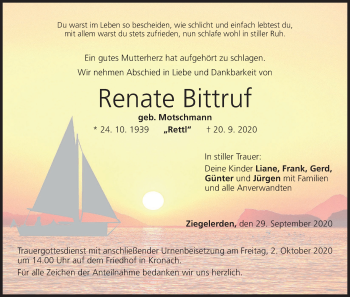 Anzeige von Renate Bittruf von MGO