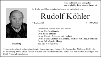 Anzeige von Rudolf Köhler von MGO