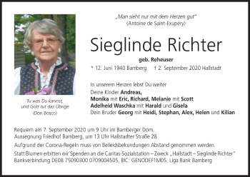 Anzeige von Sieglinde Richter von MGO