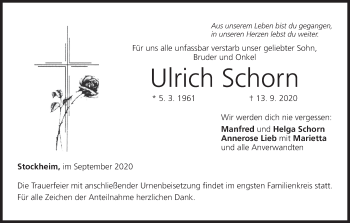 Anzeige von Ulrich Schorn von MGO