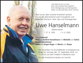 Anzeige von Uwe Hanselmann von MGO