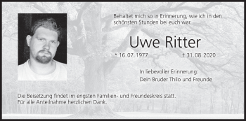 Anzeige von Uwe Ritter von MGO