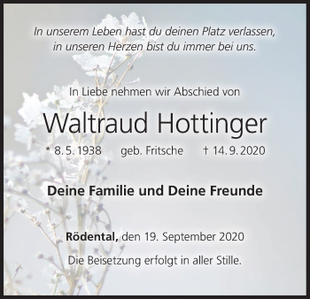 Anzeige von Waltraud Hottinger von MGO