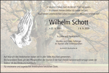 Anzeige von Wilhelm Schott von MGO