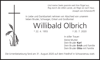 Anzeige von Willibald Olbrich von MGO