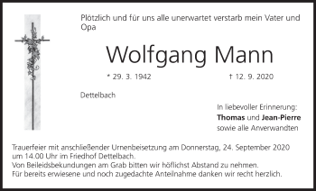 Anzeige von Wolfgang Mann von MGO