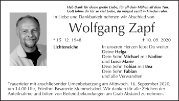 Anzeige von Wolfgang Zapf von MGO