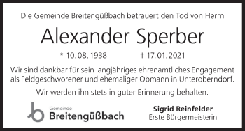 Anzeige von Alexander Sperber von MGO