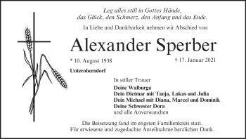 Anzeige von Alexander Sperber von MGO