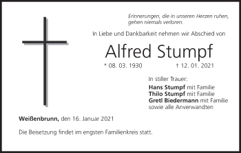 Anzeige von Alfred Stumpf von MGO