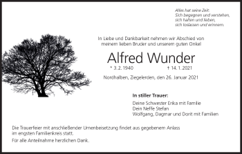 Anzeige von Alfred Wunder von MGO