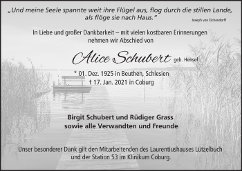 Anzeige von Alice Schubert von MGO