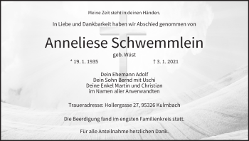 Anzeige von Anneliese Schwemmlein von MGO