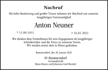Anzeige von Anton Neuner von MGO