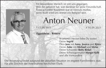Anzeige von Anton Neuner von MGO