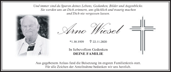 Anzeige von Arno Wiesel von MGO