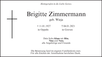 Anzeige von Brigitte Zimmermann von MGO